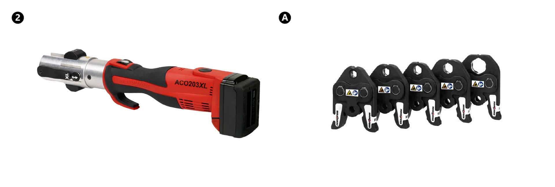 KAN-therm - System Steel - Novopress crimping tool and jaws 12-35 mm and band 35-108 mm.