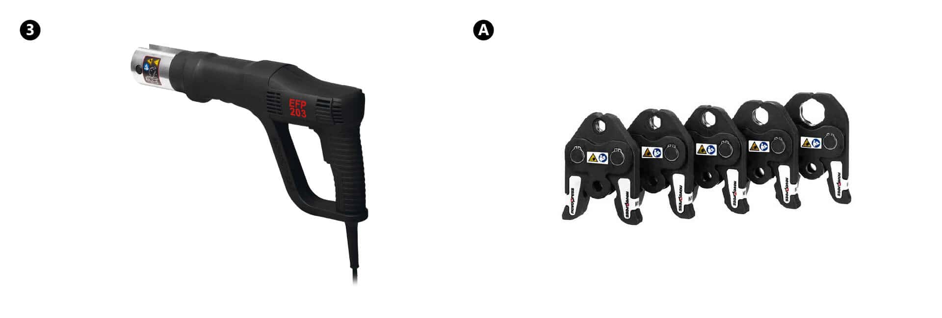 KAN-therm - System Steel - Novopress crimping tool including jaws and band.